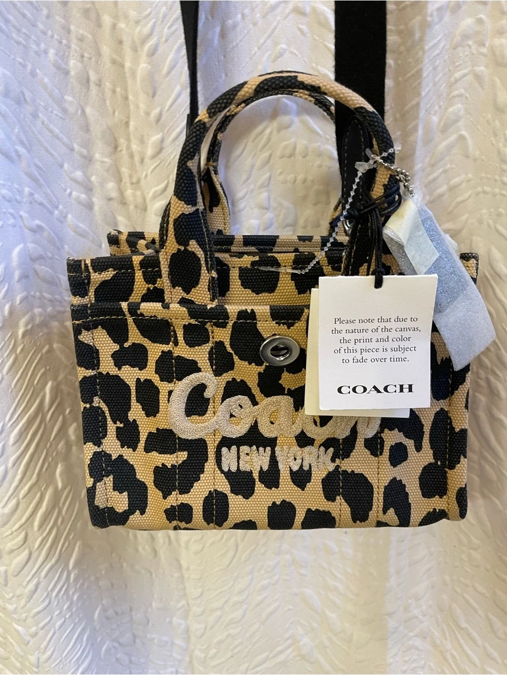 COACH New York Cargo Mini Canvas Leopard Print Tote Bag 20 - NWT **